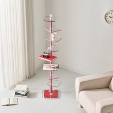 뮤레브 각도 조절 가능한 철제 투명 인테리어 북 화분 타워 선반 30.7 x 30.7 x 145 cm, 레드, 8단