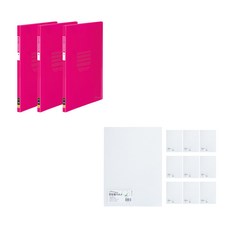 ECO Chungwoon 多色透明文件夾 20頁 A4 3入+PP名片透明L夾 A4 10入, 粉色的, 1套