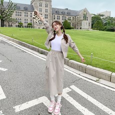 Tomatofactory 女款 Piona Anorak 街頭防風外套 + 工裝長裙套裝