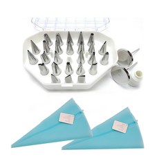 造型擠花嘴 27種 + 35cm 矽膠擠花袋 2入組, 1套