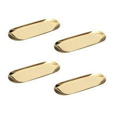 DAEHAN 橢圓形金屬託盤 4入, 金色