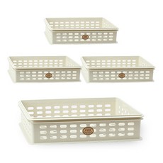 人才籃大號7L, 4個, 淺褐色