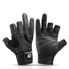 KYNCILOR 刷毛專業三指切釣魚手套, 黑色