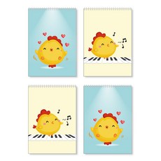 小圓雞線圈繪畫本45頁 2款*2入組, 混色, 1套