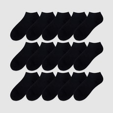 TheSox 運動素色船型襪15雙組, 1套, 黑色