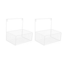 多用途鐵製壁掛架置物籃 YT_RC378 2入, 白色