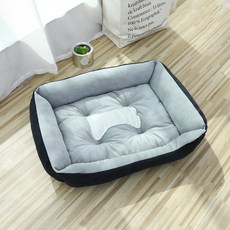 soonZAM 寵物方形骨頭造型坐墊屋, 黑色