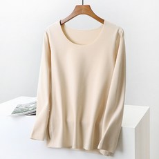 마이소이 벨벳 라운드 넥 긴팔 내의 상의