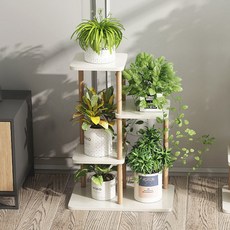 에버하우스 심플 우드 발코니 화분 정리대, B타입, 3단