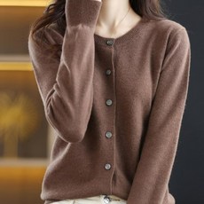 TheSirup 女款混紡寬鬆圓領短版針織開襟衫