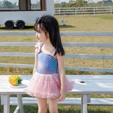 이유몽 여아용 루히 프릴 캉캉 인어 원피스 수영복 세트