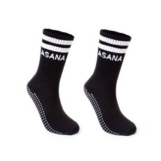 Asana 男士羅紋中筒棉質防滑瑜珈襪 2雙入