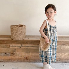 CONTIKIDS 女童款Porter格紋無袖連身吊帶褲