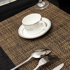 MalangJelly 竹感風格格紋餐墊, 棕色, 45 x 30 cm, 4個