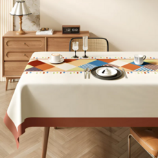 Mamiru 獨特圖案防水餐桌桌布, 01, 1個, 120 x 180 cm