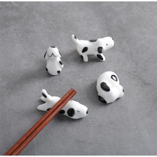 可愛狗狗筷架 4種組 1v1071201, 白+黑, 1套