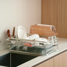 Sobel Haven全不鏽鋼304壓花型餐具瀝水架 正面型 全組, 1套, 單一顏色, 1層