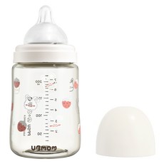 유비맘 토끼띠 에디션 젖병 + 젖꼭지 세트, 베리래미 화이트, 200ml, 1개