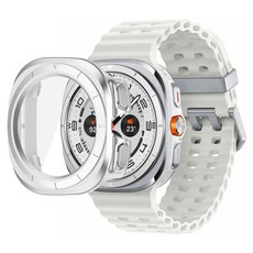 SPACE SHIELD Galaxy Watch Ultra 相容 PC 鋼化玻璃一體式保護殼, 1個, 銀色