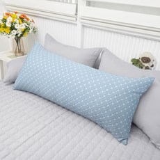 베드앤데코 국내 제조 더위타파 크로스 냉감 등쿠션커버, 블루