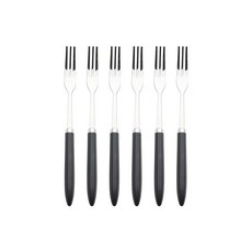 六角形不鏽鋼茶叉, 黑色, 6個