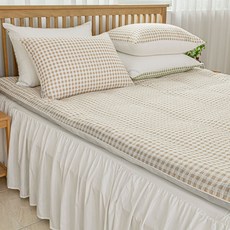 ATO&ALO 泡泡紗格子格子夏季單層頂蓋, 燕麥色