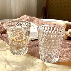 프렌치마르스 클래식 컷팅 다용도 유리 물컵 310ml 2종 세트, 투명, 1세트