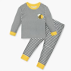 unifriend 童款蜜蜂印花格紋9分袖上衣長褲組