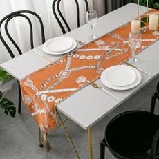 條紋圖案桌旗, 橘色, M(32 x 200 cm)