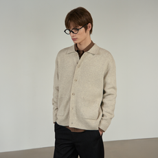 MIND BRIDGE 男士 Airwool 羊駝毛翻領寬鬆版開襟衫 MZCD7101