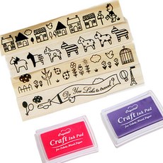 Stamp Tree插圖印章 4種+墨水 2種組, 1套, 隨機發貨