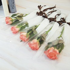 블뤼엔 생화 장미한송이 꽃다발 5p, 주황