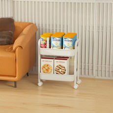 파스텔 컬러 미니멀한 트롤리 대형 BRP417, 크림, 2단