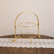 生活茶點下午茶點心蛋糕 2層架托盤 金色 不含盤子