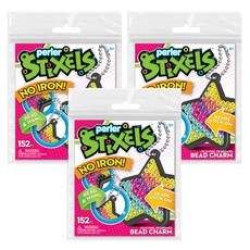 perler 串珠矽膠鑰匙圈製作組 星星, 3個, 混色