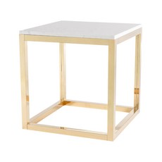 뷰티풀스페이스 대리석 티테이블 TT-01 400 x 400 x 600 mm, 골드 밀러 + 아리스톤