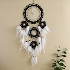 알로데 행운의 마크라메 깃털 벽장식 드림캐쳐, 05 블랙