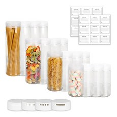 SHABATH 食物儲存罐 1300ml 4入+1100ml 4入+900ml 4入+700ml 4入+調味罐蓋 4入+標籤貼紙 18入, 1組
