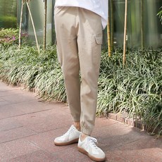 단군 남성용 통기성 스판 린넨 카고 밴딩 조거팬츠
