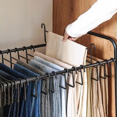 衣物整理 移動式褲架 收納架 曬衣架, 黑色