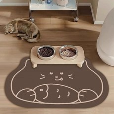 올리웰 반려동물 고양이 식기매트 60 x 40 cm, 짙은 갈색, 1개