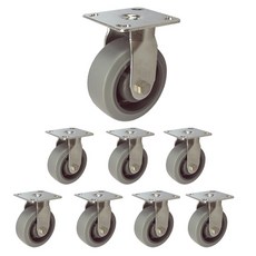 MASTER. S 不銹鋼腳輪 127mm 重型不銹鋼 灰色橡膠 軸承 灰色 固定 R DS 3350 MRB-R, 8個