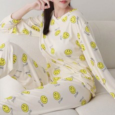 andstyle 微笑彈性長袖睡衣上下套裝 263315