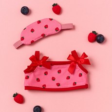 BUTTERSHOP 草莓眼罩睡衣套組 7.5cm娃衣, 1套, 粉紅色