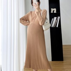 孕婦針織百褶連身裙