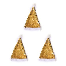 亮片Trot風格X-MAS聖誕老人派對帽, 黃色, 3個