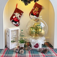 LOVELY FARM LED聖誕魔術氣球 + 壓克力樹套組, 3 聖誕快樂 + 4金色