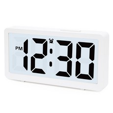 Coby 靜音LCD現代鬧鐘桌鐘 白色