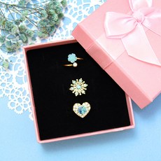 藍玫瑰戒指3件組