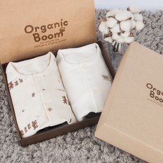 Organic Boom 嬰幼兒熊熊家族四季雙面內衣褲2件組 + 購物袋